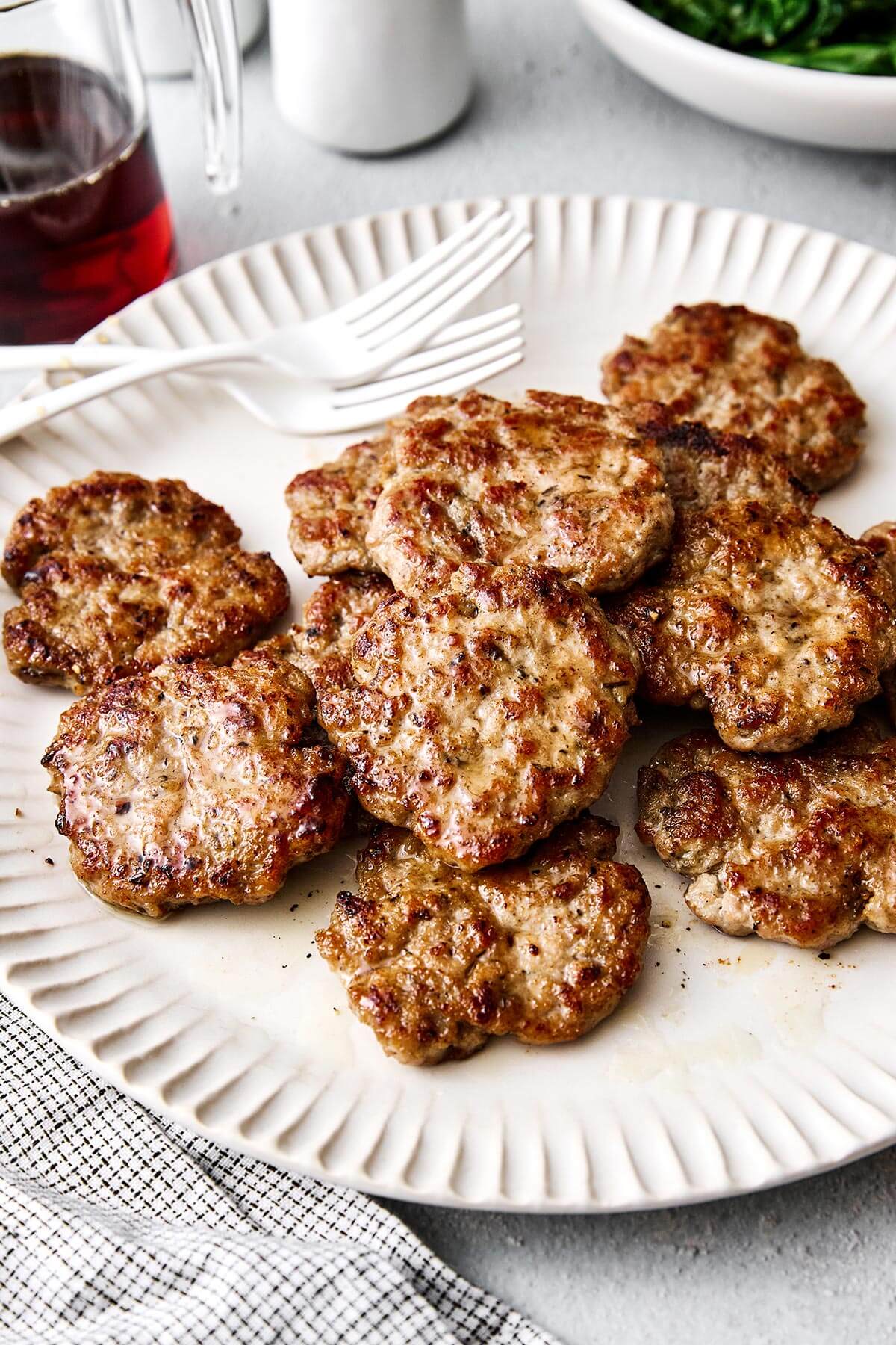 A plate of chicken breakfast sausage.