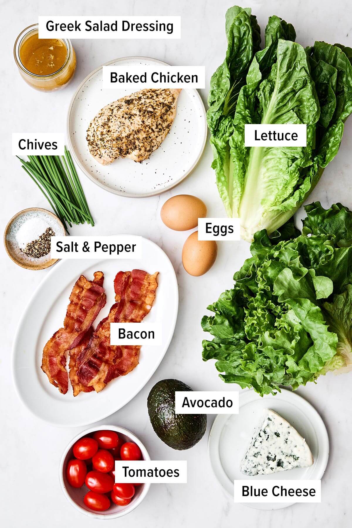 Ingredients for Cobb salad.
