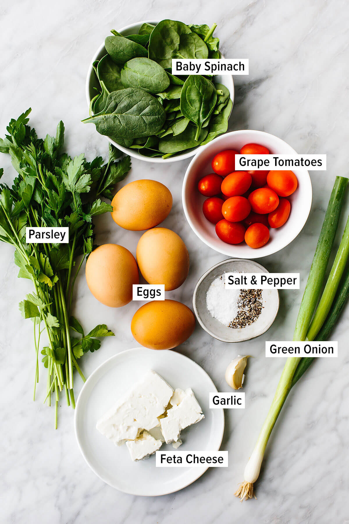 Ingredients for Greek scrambled eggs