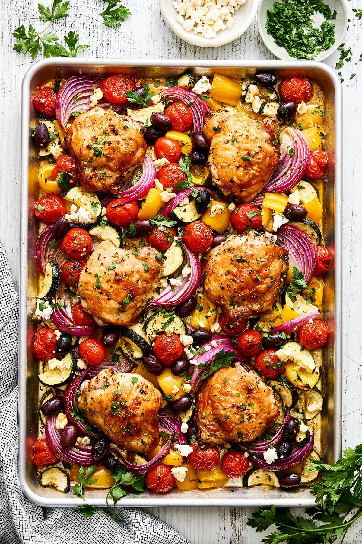 Greek sheet pan chicken.