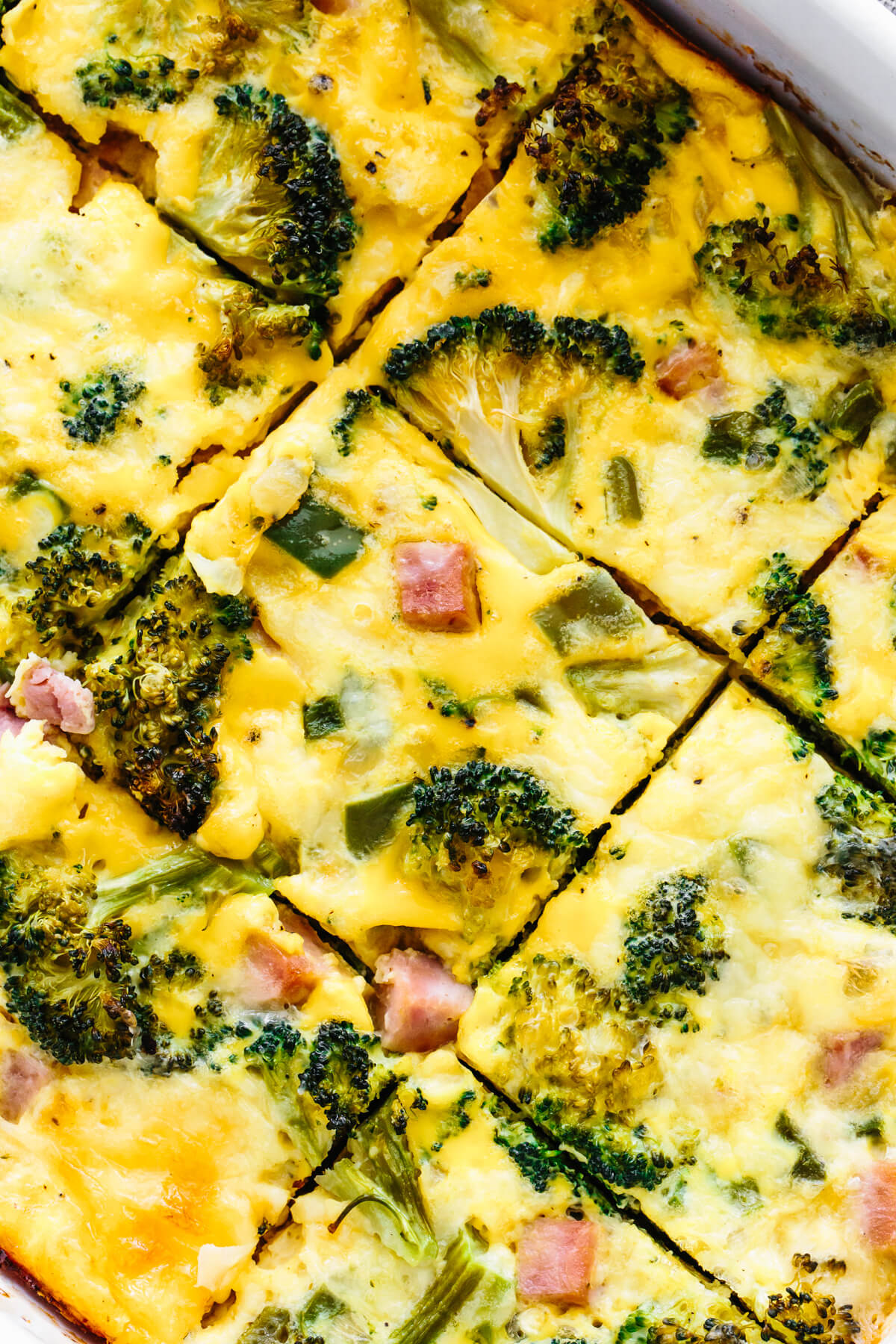 Sliced ham and broccoli breakfast casserole