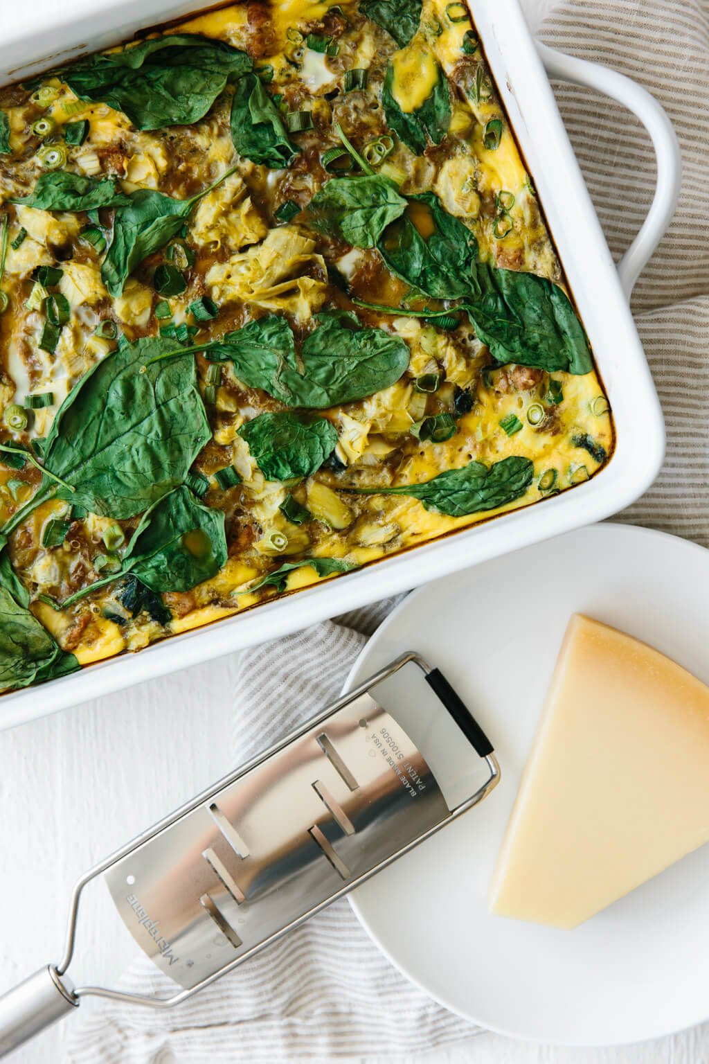 (gluten-free, paleo, whole30). This easy, healthy breakfast casserole is filled with turkey, spinach and artichoke. It's a delicious favorite - make it overnight or ahead of time.