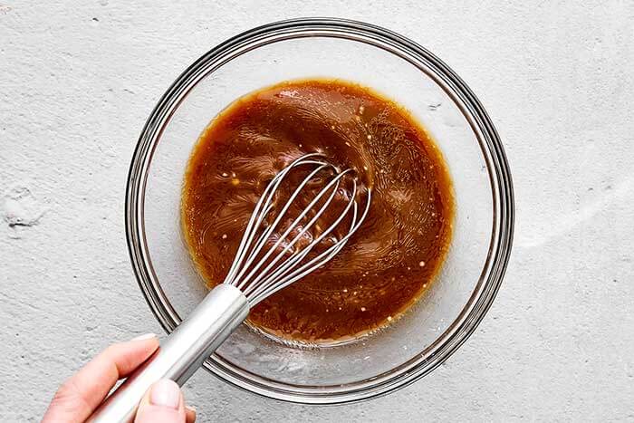 Whisked sauce in a bowl.
