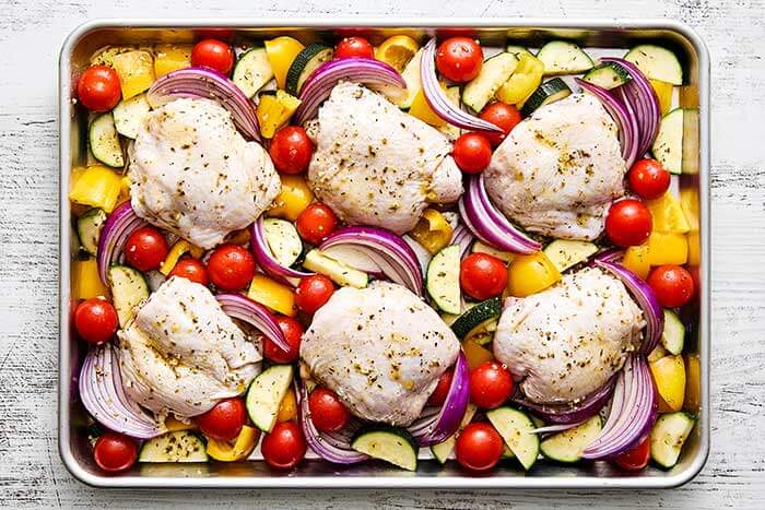 Sheet pan chicken.