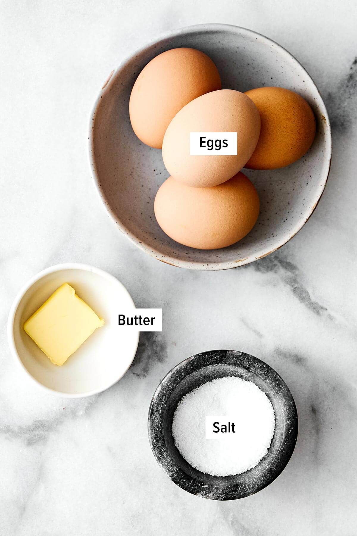 Ingredients for scrambled eggs.